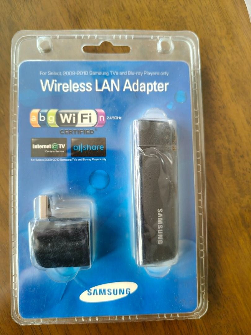 Samsung Wireless LAN Adapter (Category: Cables & Adaptors) located in Tanauan. Submitted by jaseqwertyy (Listing ID 1438313601, Image 1). Description: - Genuine Samsung Wireless LAN Adapter - Compatible with select 2009-2010 Samsung TVs and Blu-ray players - Supports Wi-Fi 2.4/5GHz - Compatible TV Series: B7000, B650 and above LED, C9000, C8000 and above LCD, B550 and above PDP - Compatible Blu-ray Player Series: C550 and above - Model: WIS09ABGN