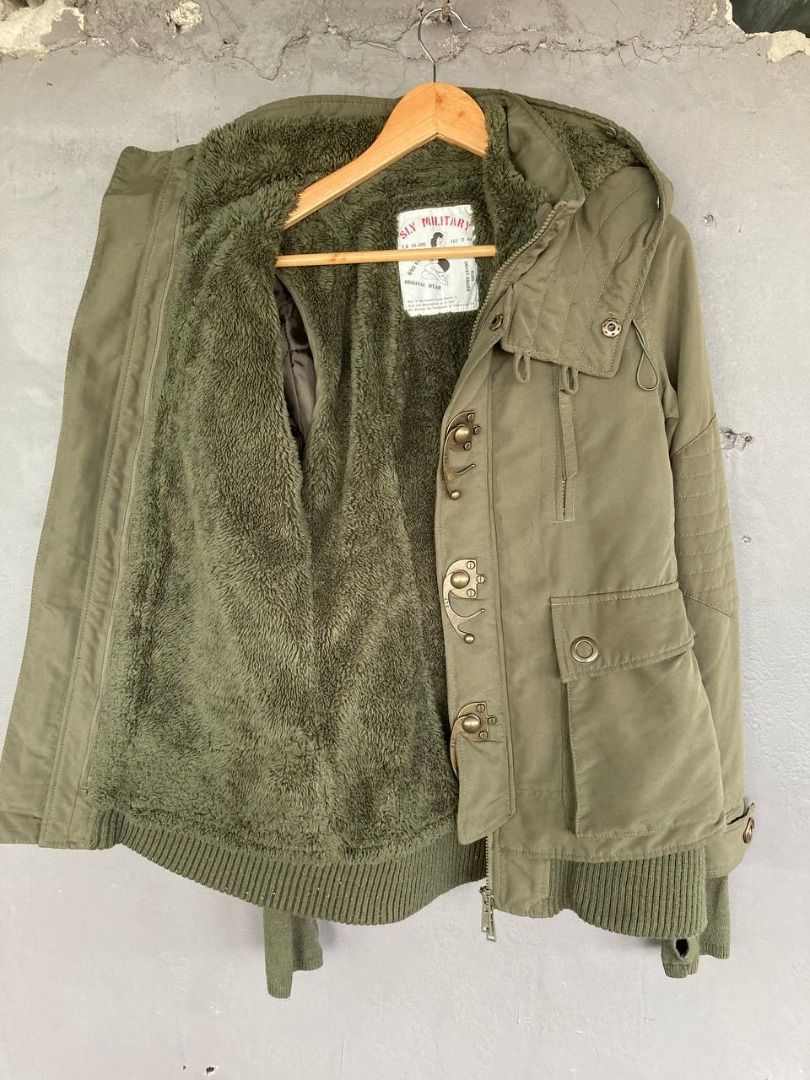 Sly Military Tactical Parka (Category: Coats, Jackets and Outerwear) located in Quezon City. Submitted by stylenpick (Listing ID 1438407108, Image 3). Description: Removable fur lining Brand: Sly Military Made in: China Year: Material: Polyester, Acrylic Color: Olive Green Size on tag: 1 Measurements (laid flat) Shoulders: 15" Sleeves: 26” Bust: 17.5“ Waist: 19.5" Length: 27” Color rating: 9/10 Condition overall: 8.5/10 Flaws: minimal signs of us