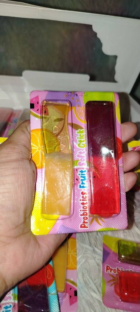 S&S Probiotics Fruit Soft Stick 30pcs (Category: Health Food, Drinks & Tonics) located in Quezon City. Submitted by moonchayo (Listing ID 1438491591, Image 2). Description: - S&S Probiotics Fruit Soft Stick - 30 pieces per box - Assorted fruit flavors - Individually wrapped - Colorful fruit illustrations on packaging.