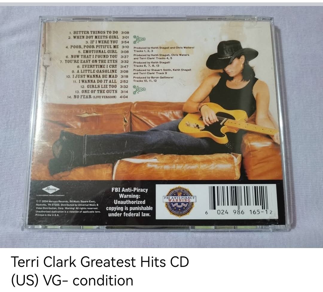 Terri Clark Greatest Hits CD (unsealed) (Category: CDs & DVDs) located in Dangcagan. Submitted by cd_haven5 (Listing ID 1438423344, Image 2). Description: #FORSALE #FORSALE #FORSALE #Authentic #Legit #Original We only sell original items. All items posted are on hand. Please message me for availability of the item/s because the items are also posted on my other online stores. All items are imported unless stated PH. We also accept Pre-orders. Pay
