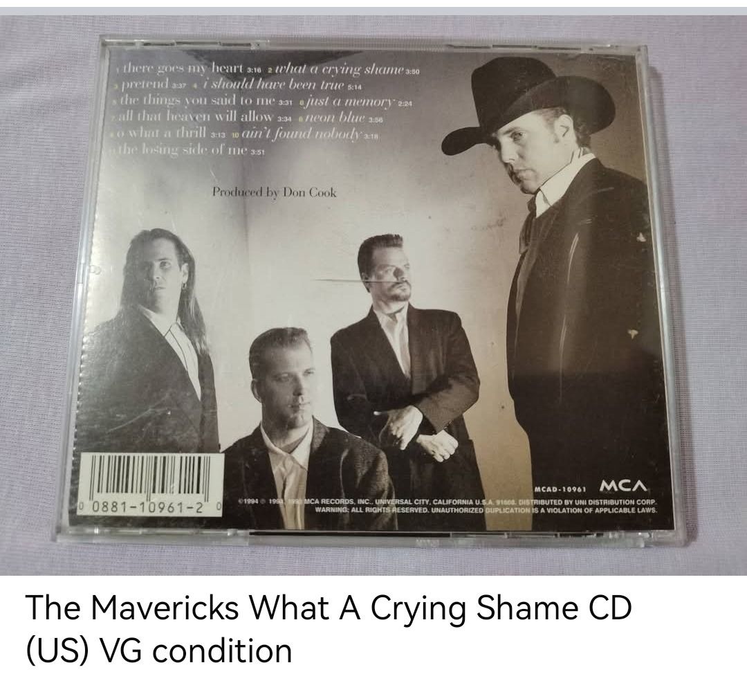 The Mavericks What A Crying Shame CD (unsealed) (Category: CDs & DVDs) located in Dangcagan. Submitted by cd_haven5 (Listing ID 1438424467, Image 2). Description: #FORSALE #FORSALE #FORSALE #Authentic #Legit #Original We only sell original items. All items posted are on hand. Please message me for availability of the item/s because the items are also posted on my other online stores. All items are imported unless stated PH. We also accept Pre-ord