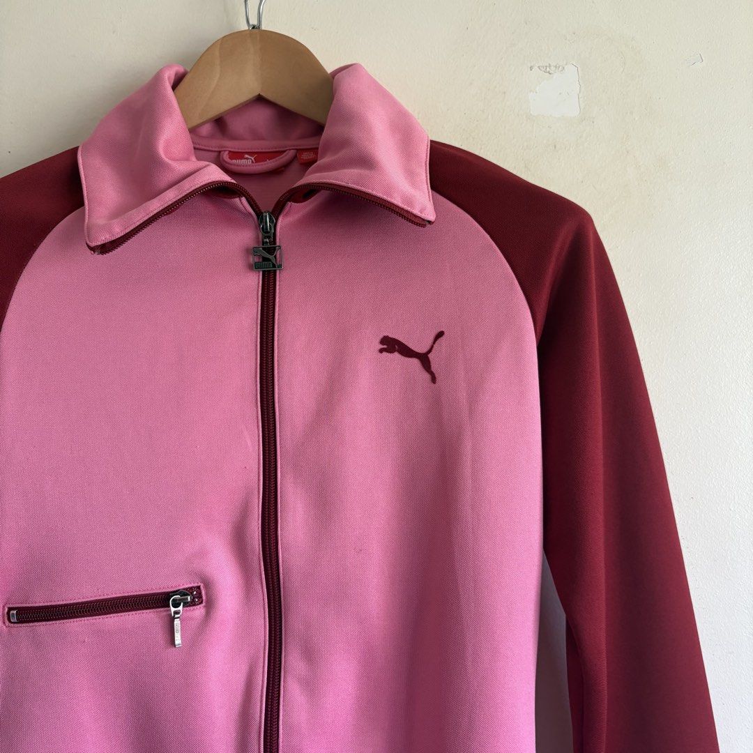 Vintage Y2k Puma Pink Track Jacket (Category: Coats, Jackets and Outerwear) located in Pasig City. Submitted by reshelled (Listing ID 1438384205, Image 3). Description: Vintage y2k PUMA Track Jacket Pink / Burgundy Colorway Very Good Condition Size Medium | 17.5 x 21 .