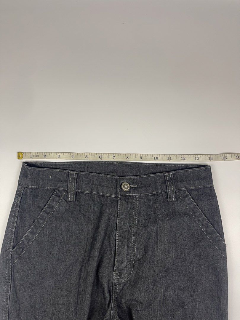 Wide-Leg Utility Cargo Denim Pants (Dark Grey/Graphite) (Category: Jeans) located in Cagayan de Oro. Submitted by kmcurations (Listing ID 1438358845, Image 2). Description: Wide-Leg Utility Cargo Denim Pants (Dark Grey/Graphite) • Price: PHP 200 • Brand: Unbranded • Size: 28 / 29 (Please refer to measurements) • Measurements: • Waist: 13.5” (laid flat, fits 26-27” waist comfortably) • Hips: 16.5” • Thigh Width: 10” • Rise: 10.5” • Length / Inseam