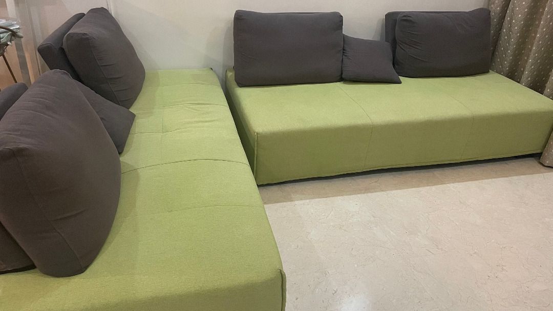 2 Sofas with washable covers + extra cover set (Cosimo) (Category: Sofas) located in Singapore. Submitted by mosyn (Listing ID 1438688184, Image 3). Description: - Two Comfortable 2-seater sofas - Each sofa is 250cm (L) x 100 cm (W) x 40cm (H) - Great for living rooms and entertainment areas - Easy to customize and arrange - The backrests can be moved as you like or completely removed to convert each sofa to a temporary bed. - 2 cover sets availa