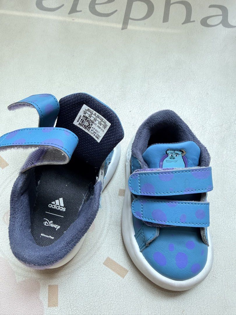 Adidas shoes for kids (Category: Babies & Kids Fashion) located in Taguig. Submitted by niccaoh (Listing ID 1438575209, Image 3). Description: Adidas shoes for toddlers (boy/girl) 1. Adidas Superstar Black size US 6.5K with box like new 700php 2. Adidas Disney Monsters Inc. size US 5K w/o box lightly used 500php 3. Adidas Disney Bambi brown/orange size US 7.5k w/o box lightly used 500php 4. Adidas blue size US 6K w/o box lightly used 500php 5. Ad