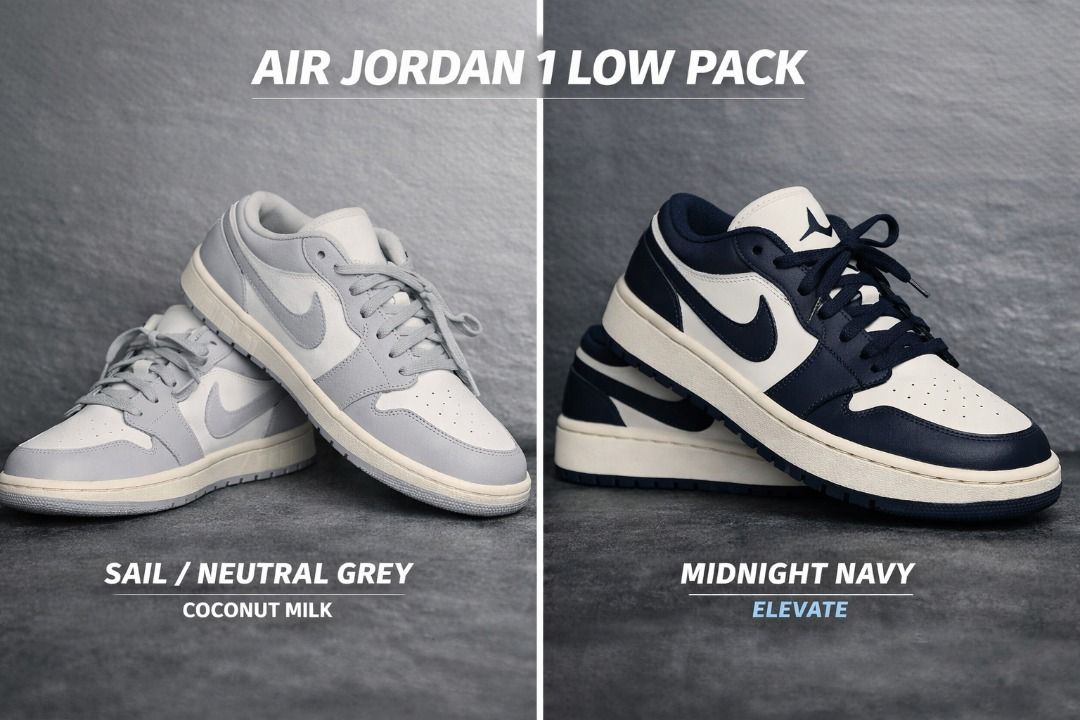 Air Jordan 1 Low AS PACK/INDIVIDUAL (Category: Sneakers) located in Marikina City. Submitted by baesushi (Listing ID 1438660508, Image 1). Description: FOR SALE: Air Jordan 1 Low Pack - Sail/Neutral Grey–Coconut Milk (BNDS) - Midnight Navy (lightly used, like new) Size: 7.5 US Women’s ✅ Authentic, well‑kept pairs ✅ Available individually or as a pack 📦 No receipts & no box — condition guaranteed 📍 Marikina City rfs: need funds/letting go.