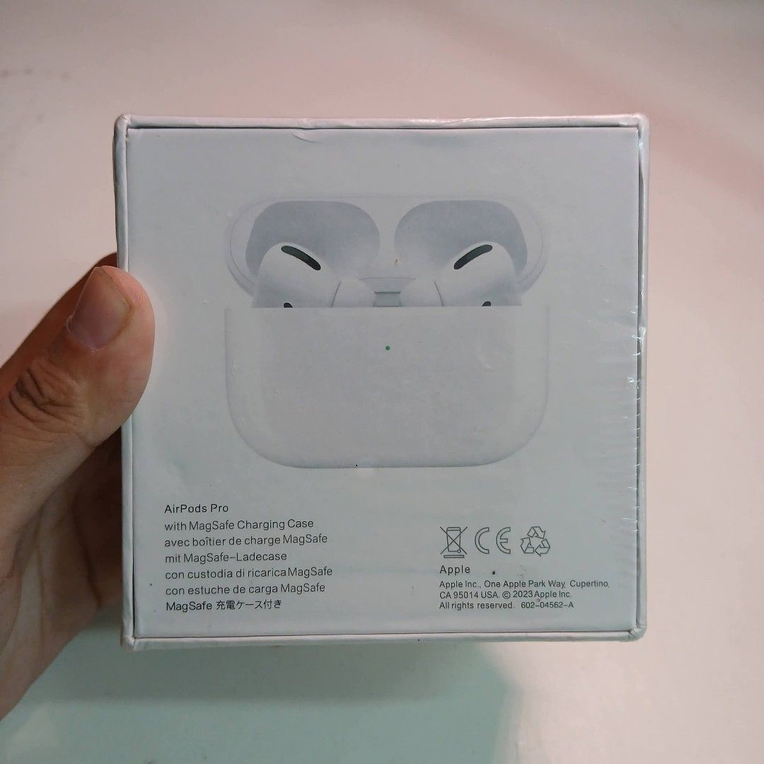 Apple AirPods Pro with MagSafe Charging Case (Category: Earphones) located in Angeles City. Submitted by renzyboypalaboy (Listing ID 1438559894, Image 2). Description: - Apple AirPods Pro with MagSafe Charging Case - Brand new and sealed - Unused product.