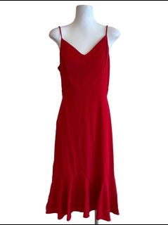 OYSHO Red 100% Linen Dress, Women's Fashion, Dresses & Sets, Dresses on  Carousell
