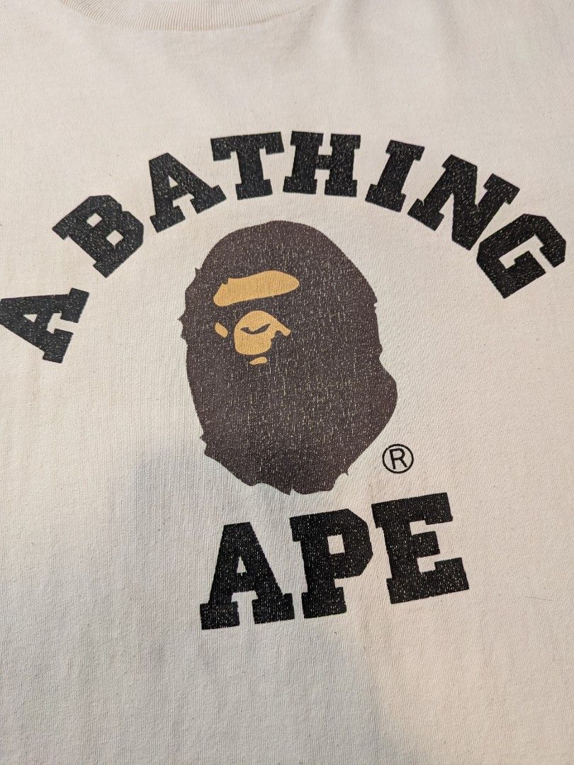 BAPE A Bathing Ape XL T-Shirt (Category: Tshirts & Polo Shirts ) located in Paniqui. Submitted by fndrs.kprs.ph (Listing ID 1438581845, Image 2). Description: Bape College Tee Size on tag: XL 22x28 Color rate: 9/10 Excellent Condition No flaws.
