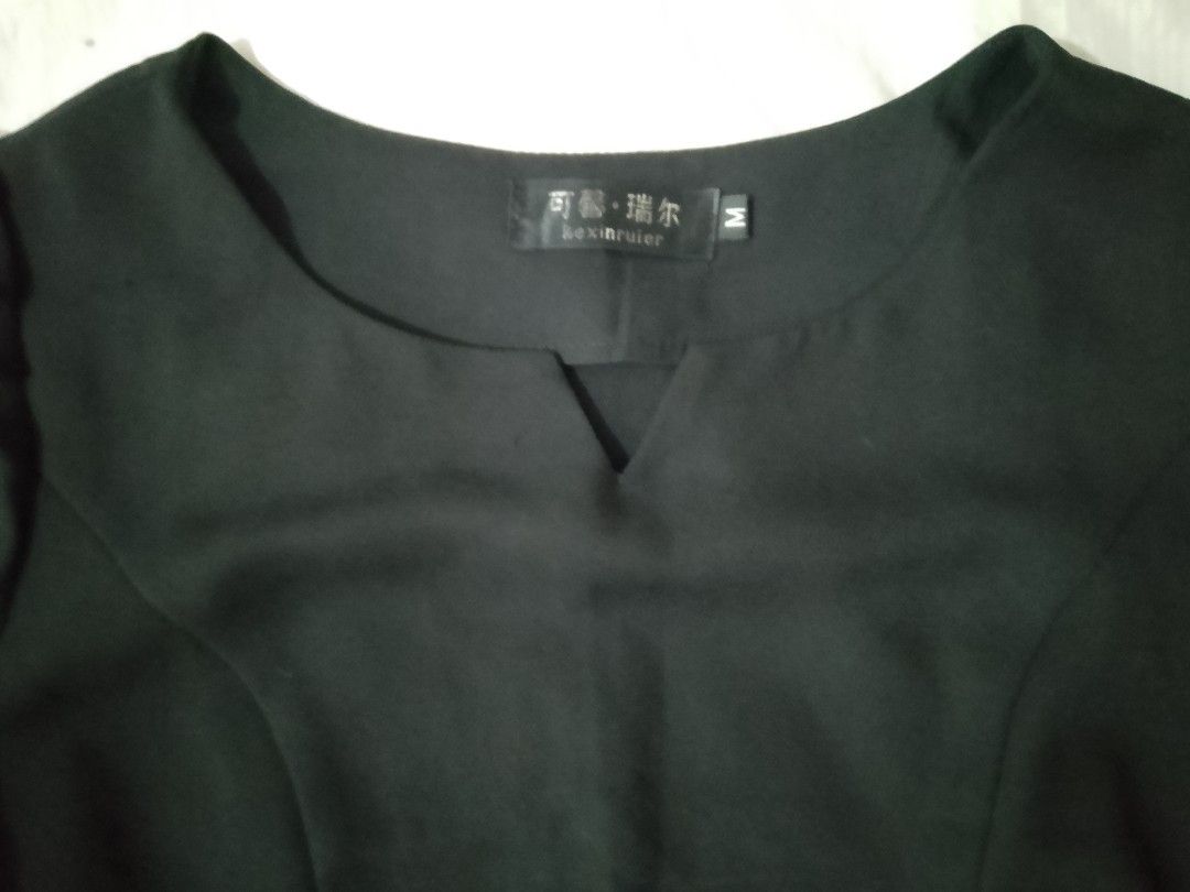 Black Dress with White Trim (Category: Dresses) located in Manila. Submitted by icegemri (Listing ID 1438672761, Image 3). Description: - Classic black dress - Features a flattering scoop neckline - Short, puffed sleeves - Accented with white trim at the waist - Designed for a flattering fit - Suitable for various occasions - Made of smooth, possibly woven fabric.
