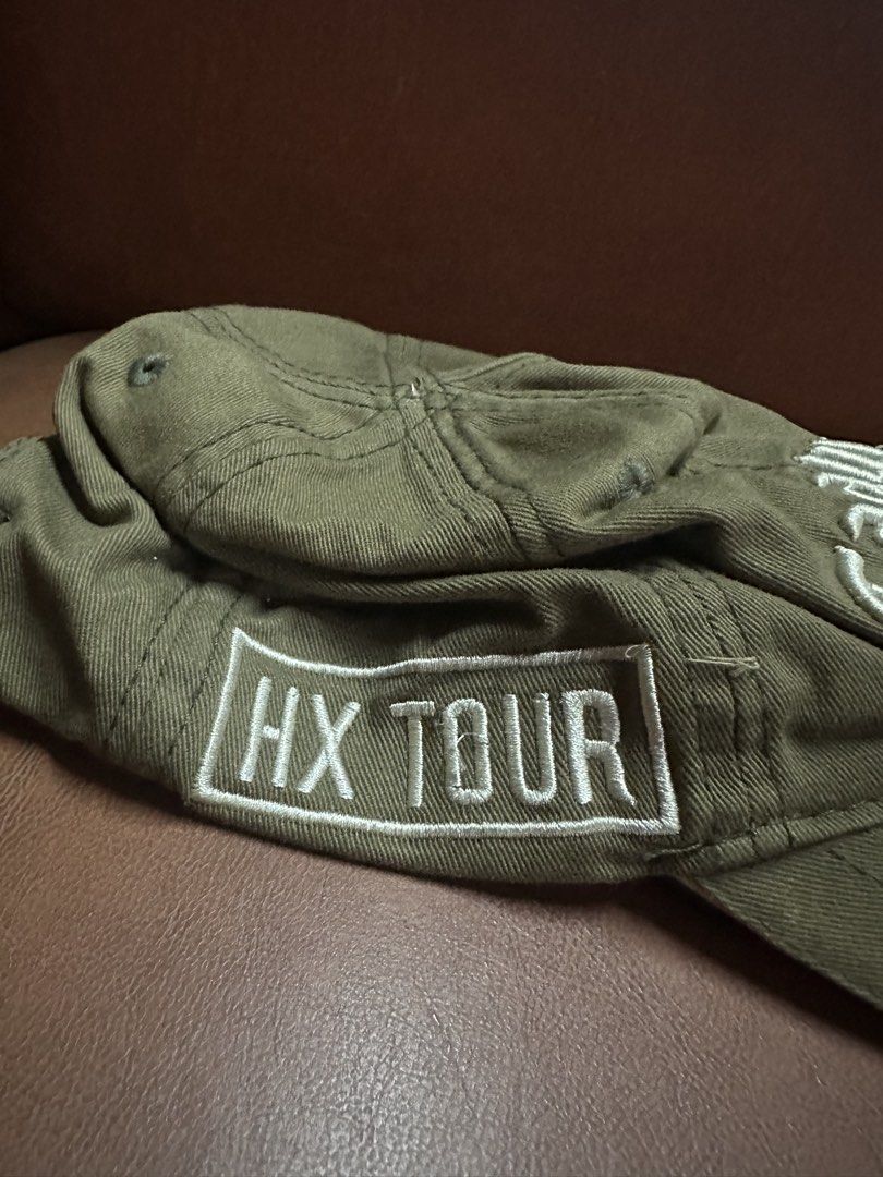 Callaway Golf Cap (Category: Caps & Hats) located in Manila. Submitted by clamchowder19 (Listing ID 1438556784, Image 2). Description: - Callaway Golf cap - Olive green color - White embroidery - Features Callaway logo on front - "HX TOUR" and "FT-3" embroidered details - Made of 100% cotton - Curved brim - Adjustable strap at the back.