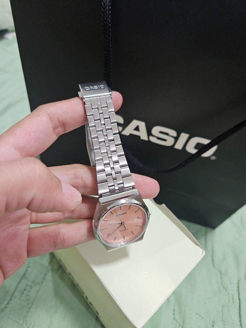 Casio MTP-B145D-9A Silver Watch (Category: Women's Watches) located in Manila. Submitted by online.tipid (Listing ID 1438630555, Image 3). Description: -last pic for reference only - Casio watch with a stylish design. - Silver stainless steel band. - Elegant rose-gold colored dial. - Comes with original box and paperwork. - Reliable quartz movement..