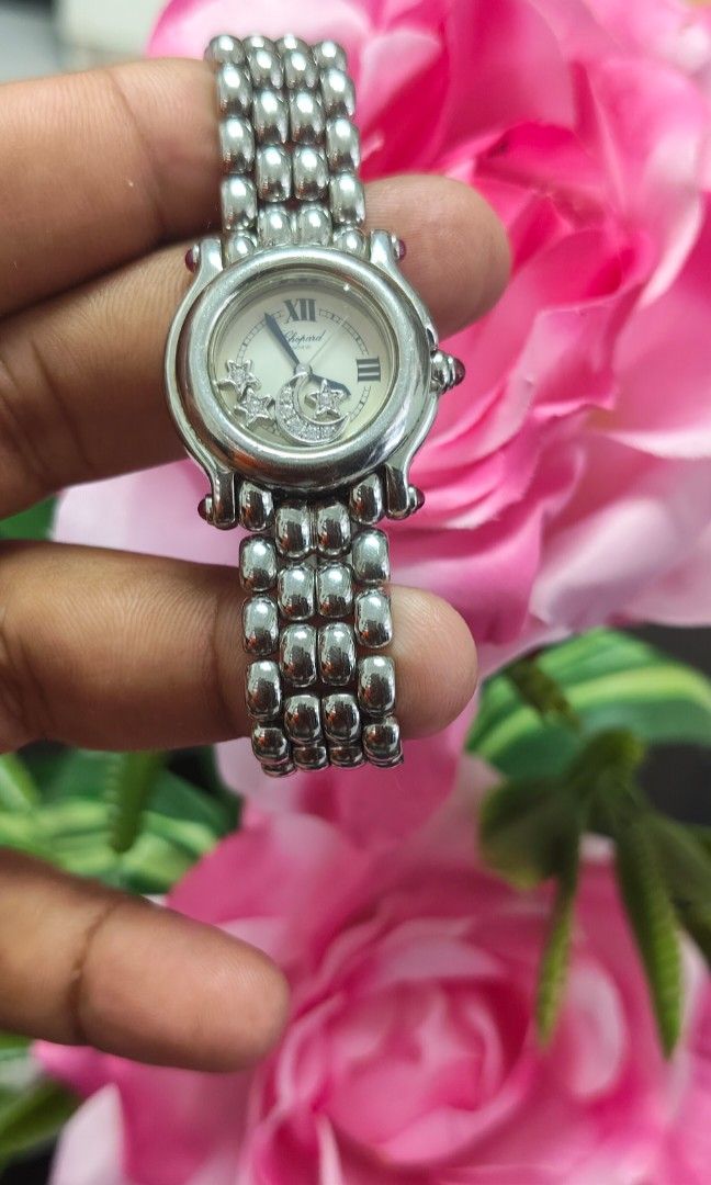 Chopard ref 27/8250 moon and star (Category: Luxury Watches) located in Manila. Submitted by javiermarvin (Listing ID 1438611980, Image 1). Description: Chopard ref 27/8250 moon and star 26mm Quartz Dancing diamonds Ladies 7inches bracelet size Roman dial.