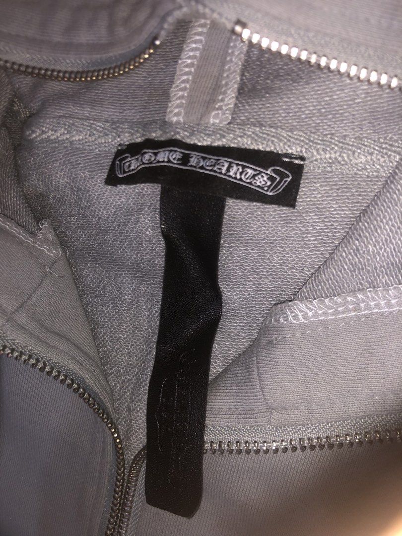 Chrome Hearts Short Sleeve Hoodie (Category: Coats, Jackets and Outerwear) located in Manila. Submitted by andreiya (Listing ID 1438651964, Image 3). Description: Chrome Hearts gray zip-up hoodie. Features cross embellishments, drawstring, and brand tag. Soft fabric..