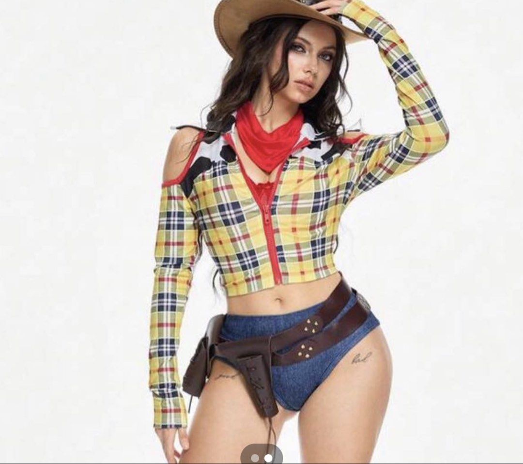 Cowgirl Costume Set (Category: Dresses) located in Manila. Submitted by ddaanay (Listing ID 1438632222, Image 1). Description: - Cowgirl costume set - Includes: Plaid top with cold shoulder and zipper closure, denim mini inner short,, and cowboy hat - Great for themed parties and events .