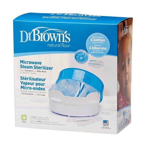 Dr. Brown's Microwave Steam Sterilizer (Category: Breastfeeding & Bottle Feeding) located in Makati City. Submitted by wengs_corner (Listing ID 1438631359, Image 1). Description: - Sterilizes up to 4 bottles in minutes. - Compatible with Dr. Brown's standard and wide-neck bottles. - Includes custom tray. - Works with other bottle brands. Dr. Brown’s Microwave Steam Sterilizer With 4 free bottles .
