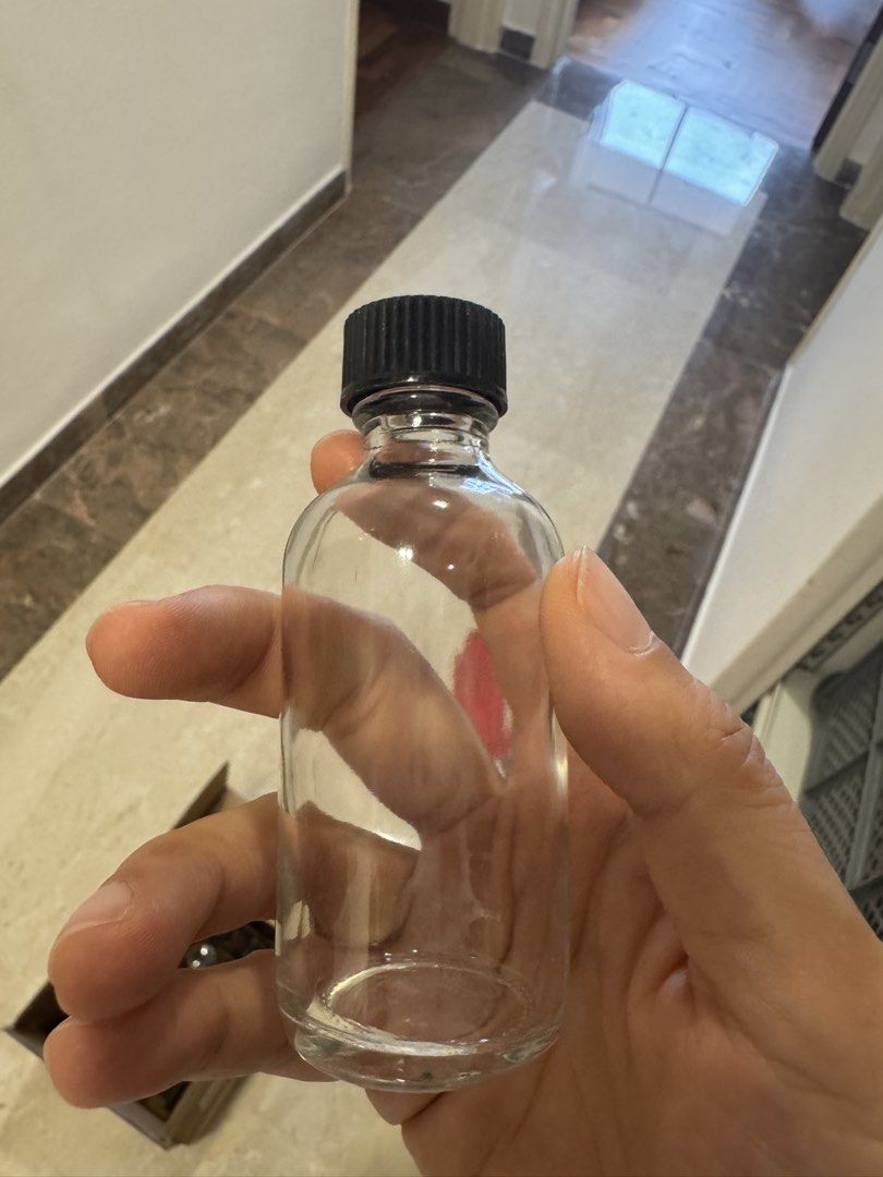 Empty Glass Bottles with Black Caps457453596312217600