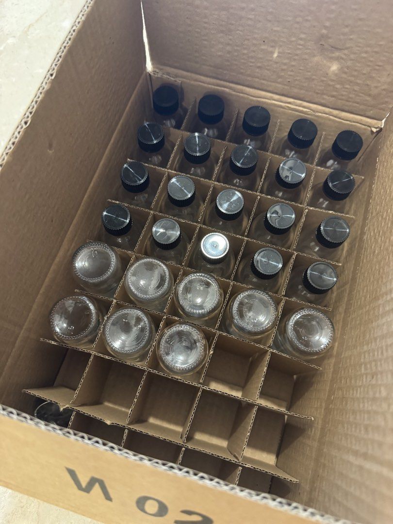 Empty Glass Bottles with Black Caps457453596312217601