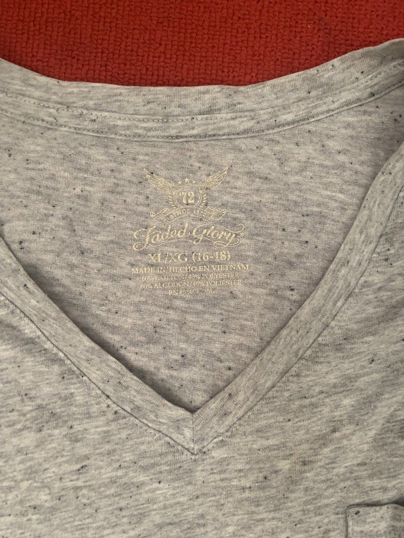 Faded Glory Grey V-neck T-shirt (Category: Shirts) located in General Trias. Submitted by sofiethrifts (Listing ID 1438588357, Image 2). Description: .