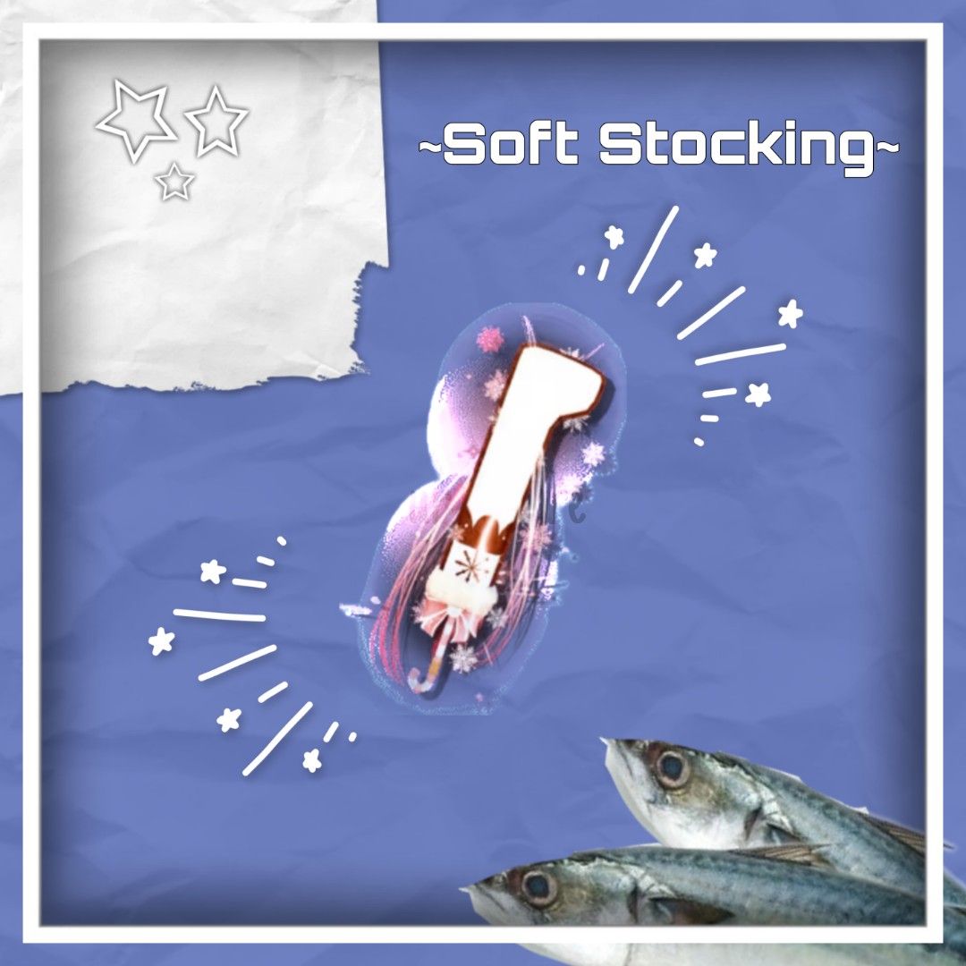 FISCH; Soft Stocking (Category: In-Game Products) located in Cotabato. Submitted by ur_decyre (Listing ID 1438621932, Image 1). Description: For Blade of Glorp, this skin was purchase-able for 199 Robux ✨️ Must be lvl 15 to trade :3 Mode of payment: Gcash DM me if u’re interested in buying ^w^.