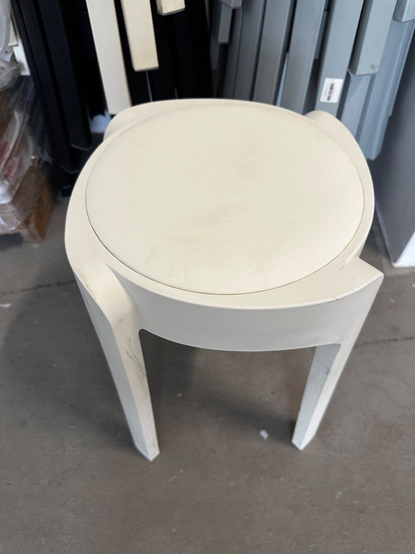 For Rent- Stackable Stools (Category: Chairs) located in Singapore. Submitted by mspirate (Listing ID 1438541301, Image 3). Description: $1 per chair 30 chairs available: - 20 grey - 5 white - 5 black (White and black chairs with cushions) Self-collection available. A $60 deposit is required and will be refunded once the stools/chairs are returned. Delivery is available at $50 for two-way transport..