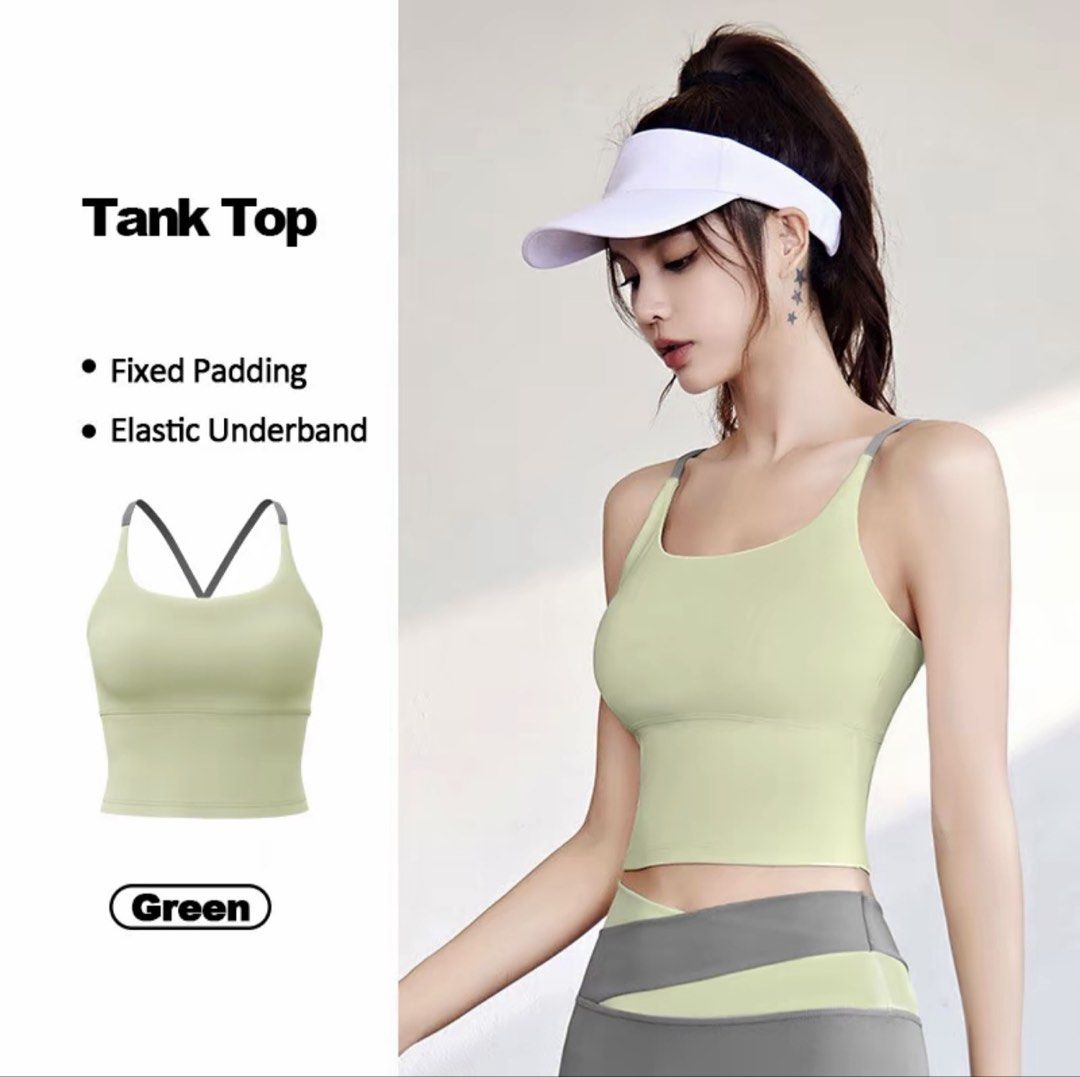 FUYOGI Green Workout Tank Top (Category: Activewear) located in Manila. Submitted by njine (Listing ID 1438654132, Image 1). Description: rfs: barely used mop: gcash, bpi, gotyme mod: lalamove, grab padala only 📍no returns, no exchange 📍all fees charged to buyer .