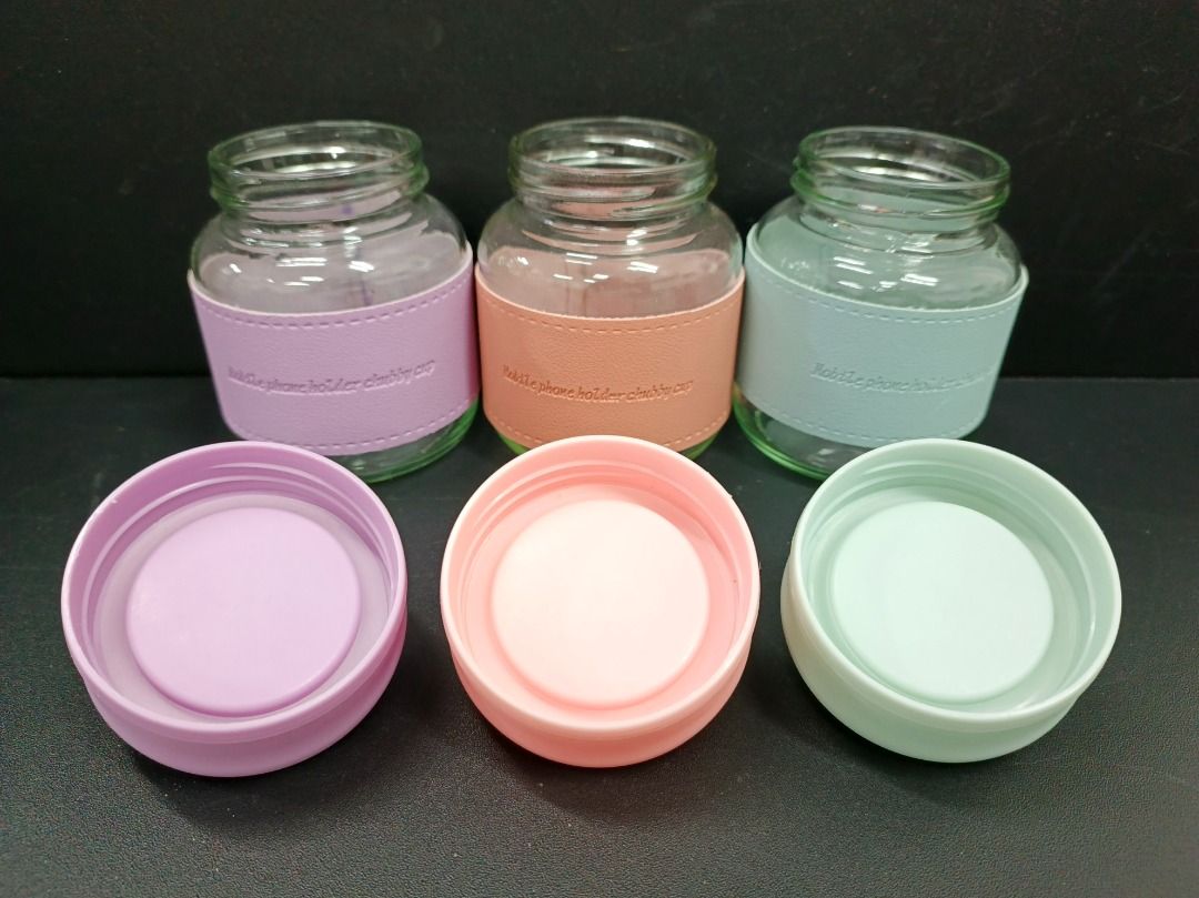 Glass Storage Food Jar with Colorful Screw Lid and Leather Case (Category: Water Bottles & Tumblers) located in Quezon City. Submitted by inter_active_megawares (Listing ID 1438551039, Image 3). Description: Glass Storage Food Jar with Colorful Screw Lid and Leather Case IA2412-560 Price: P50.00 Weight: 160g Diameter: 7.5cm Height: 10.5cm Glass Hole Diameter: 5cm Volume: 300ml - made with high grade glass & plastic lid materials - IF POSSIBLE: ki