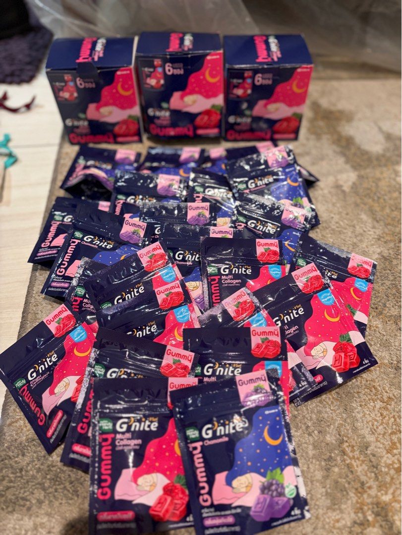 Goodnite gummies sold per pack (Category: Health Food, Drinks & Tonics) located in Quezon City. Submitted by chic_styleph (Listing ID 1438268898, Image 1). Description: G‘Nite Gummy is a popular sleep-support supplement produced by the Thai wellness brand Handy Herb. Instead of melatonin, these chewable, naturally-flavored gummies utilize a blend of traditional botanicals—including Reishi mushroom, chamomile extract, and L-theanine—to help calm y