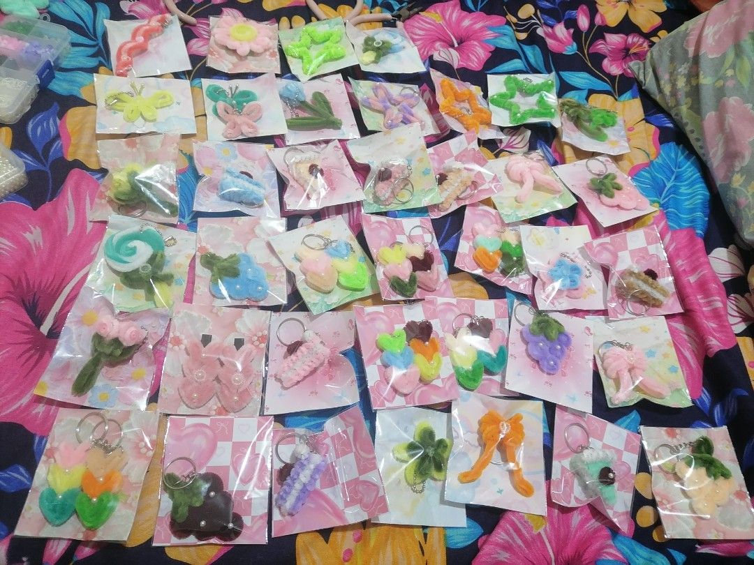 Handmade Felt Keychains and Hair Clips (Category: Hair Accessories) located in Manila. Submitted by tomieee0 (Listing ID 1438673007, Image 2). Description: - Handmade keychains and hair clips - Features fruit, flower, butterfly, and bow designs - Individually packaged - Great for keys, bags, or hair - Ideal for gifts or personal use.
