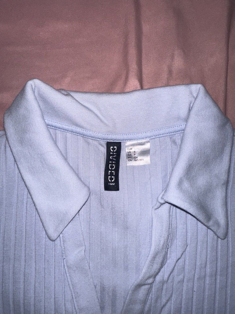 H&M Ribbed Polo Dress (Category: Dresses) located in Quezon City. Submitted by _jasminkae (Listing ID 1438526814, Image 2). Description: • Powder blue color • Used only twice as a top because the length is too short for me.