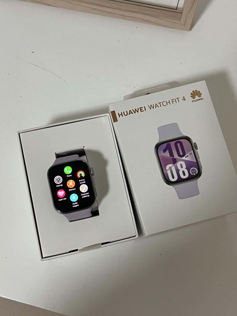 Huawei Watch Fit 4 (Category: Wearables & Smart Watches) located in San Mateo. Submitted by blondieswizzle (Listing ID 1438584365, Image 1). Description: Huawei Watch Fit 4 smartwatch - Lavender strap - In original box - With original charger - Used for 3 months only Rfs: Upgrade.