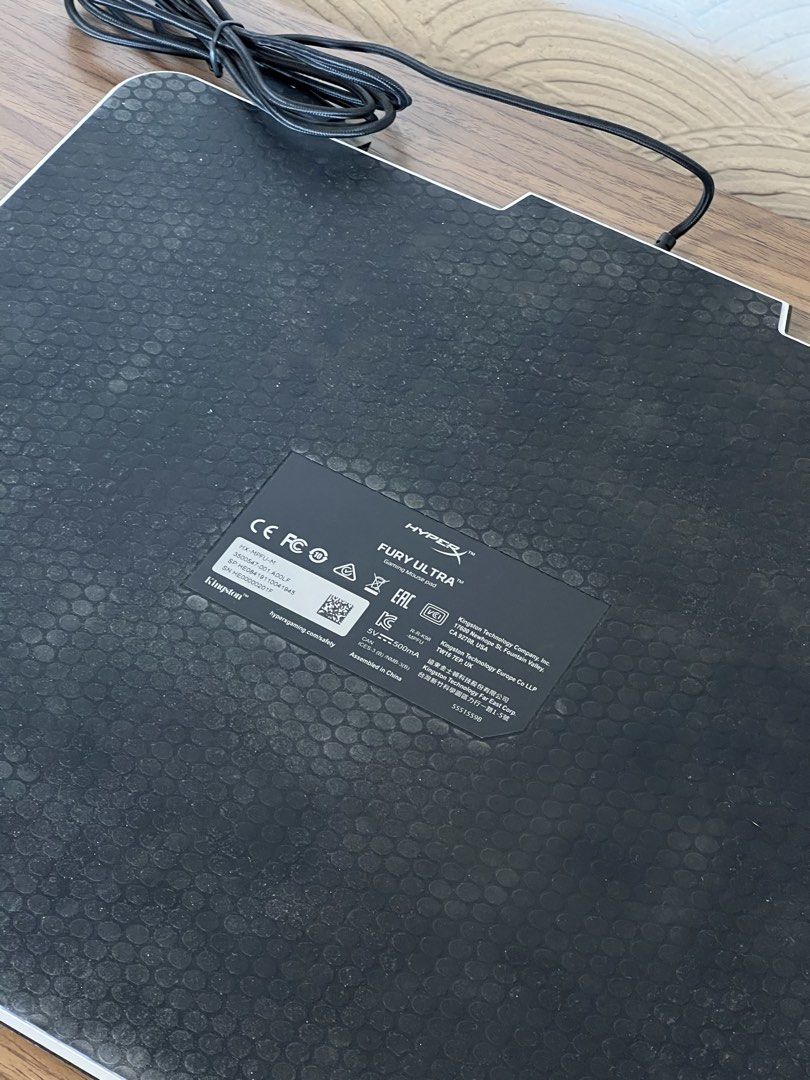HyperX Fury Ultra RGB Gaming Mousepad (Category: Mouse & Mousepads) located in Pasig City. Submitted by martin.as (Listing ID 1438507126, Image 3). Description: - HyperX Fury Ultra RGB gaming mousepad. - Sleek black surface with HyperX logo. - Textured bottom for enhanced grip. - Wired connection Note: RGB lighting no longer working.