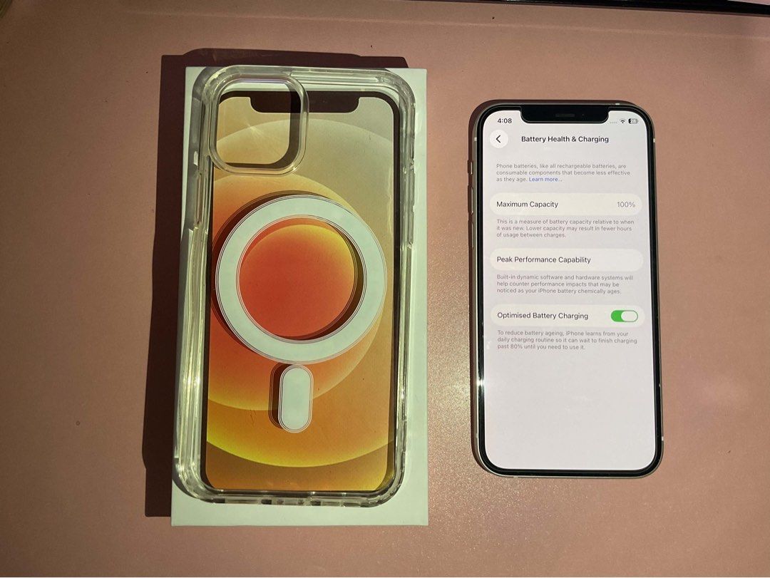 Iphone 12 128 gb 97 bh (Category: iPhone 12 Series) located in Manila. Submitted by ayii679 (Listing ID 1438550575, Image 2). Description: selling: iphone 12 128gb white still under warranty sa pinagbilhan na shop! ✅ 97% bh ✅ no issues, not refurbished ✅ true tone and face id working ✅ super smooth ✅ no dents and scratches ✅ with box ✅ free tempered, charger, case asking price: 13k nego pm for more photos! baguio loc.
