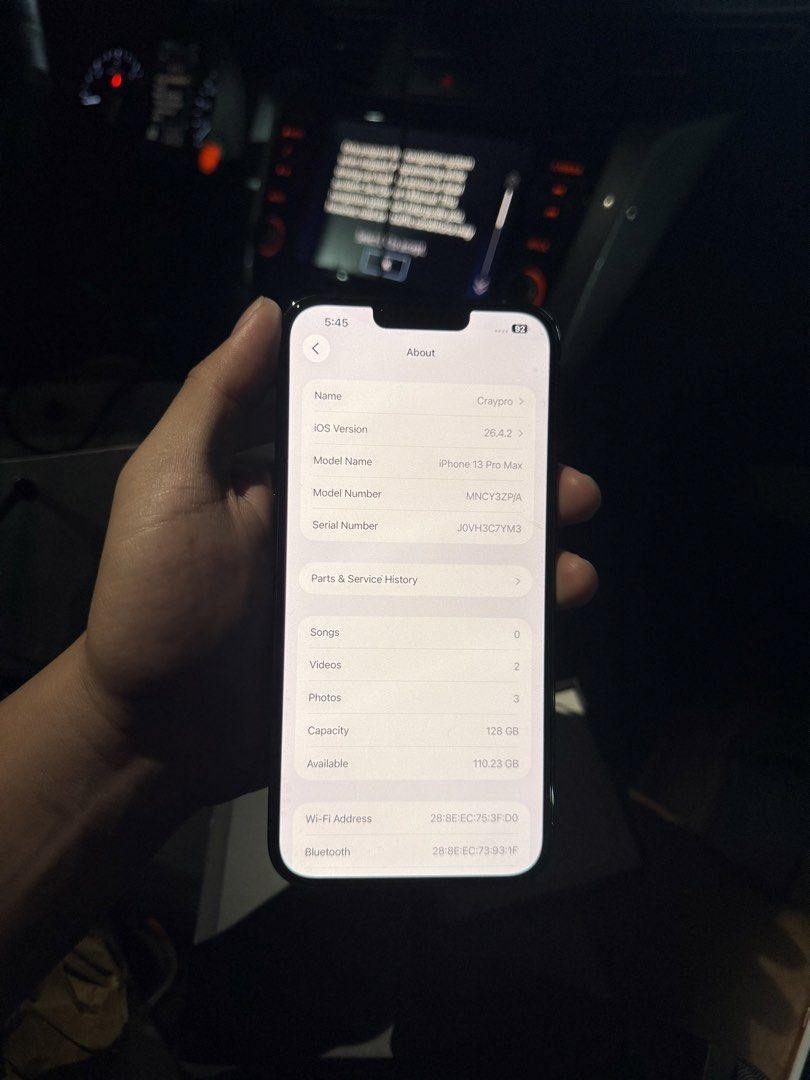 Iphone 13 pro max 128gb Fu (Category: iPhone 13 Series) located in Quezon City. Submitted by tyler8. (Listing ID 1438583209, Image 3). Description: Iphone 13 pro max 128gb openline 20,500 Preloved natambak nalang it comes with box & 5 casing as is where is checkk all u want For meetup:Marikina- Qc lrt marikina station , antipolo, tanay rizal. .