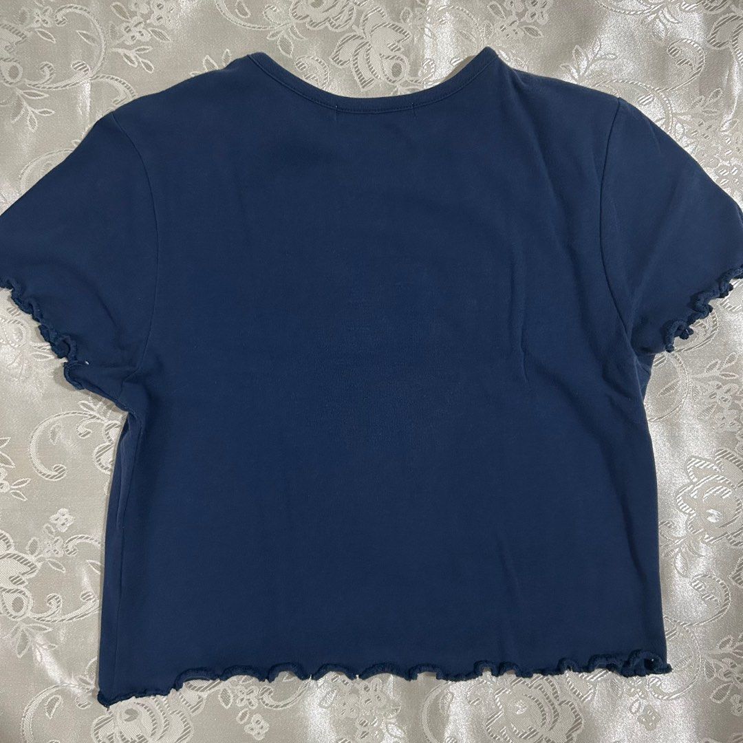 [Just G] Cropped Navy Blue Shirt (Category: Shirts) located in Manila. Submitted by hvscloset (Listing ID 1438529581, Image 2). Description: .