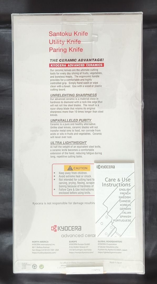 Kyocera Ceramic Knife 3pc Set Santoku Utility Paring457441458846453761