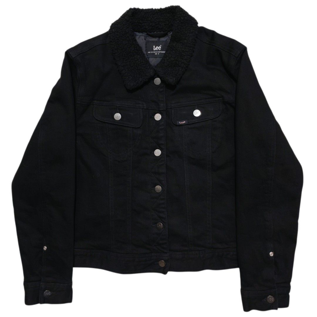 Lee Black Sherpa Rider Denim Jacket (Category: Coats, Jackets and Outerwear) located in Dinalupihan. Submitted by brokencasket (Listing ID 1438678871, Image 1). Description: Lee Black Sherpa Rider Denim Jacket Size M on tag. Measurements on photo. Model Height 5'8 Color may vary due to lighting..