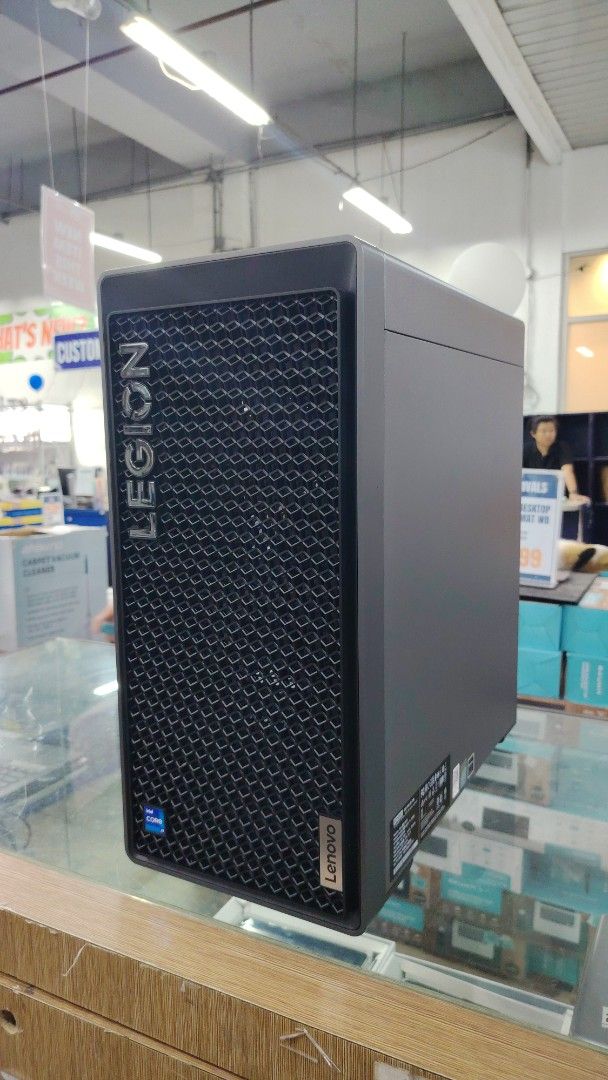 Lenovo Legion Gaming PC (Category: Desktops) located in Manila. Submitted by rollysuela09206 (Listing ID 1438544665, Image 3). Description: - Lenovo Tower Desktop Legion T5 - i7, 14 Generation, 1 TB 32GBDD - Intel Core Processor - Black Case with Mesh Front Panel - Legion Logo on Front - Lenovo Logo on Front - Internal Components Visible - Brand New - Call or Text 09757387803.