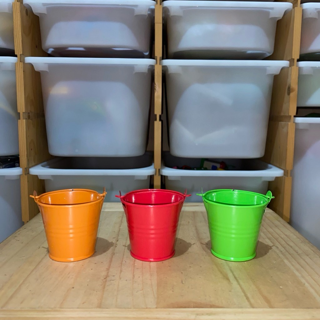 Little Metal Bucket - Ember Besi Miniatur Warna Merah Hijau Orange ...