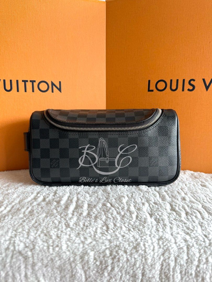 Louis Vuitton Toiletry Bag in Damier Graphite (Category: Luxury Bags & Wallets) located in Paranaque City. Submitted by belles_lux_closet (Listing ID 1438645664, Image 2). Description: AUTHENTIC TOILETRY BAG IN DAMIER GRAPHITE CANVAS ✅ 100% Guaranteed Authentic ✅ Excellent Condition, Rank A ✅ Comes with provided dust bag and authenticity certificate! ✅ Legit seller ✅ Retails at ~Php 65,000 in-stores, selling for only Php 38,800! ✅ Kindly send us 