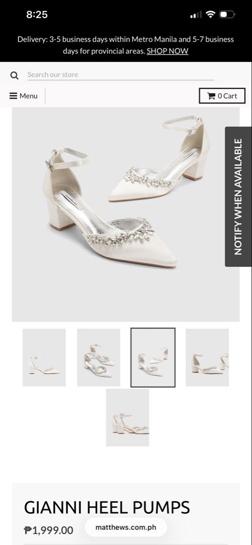 Matthews Gianni Heel Pumps - Size 38 (Category: Heels) located in Manila. Submitted by senesce (Listing ID 1438572121, Image 2). Description: - Gianni heel pumps by Matthews - Size 38 -very elegant and comfy Used once for wedding - Pointed toe design - Crystal embellishments - Ankle strap - Comes with original box - Minor stain present.