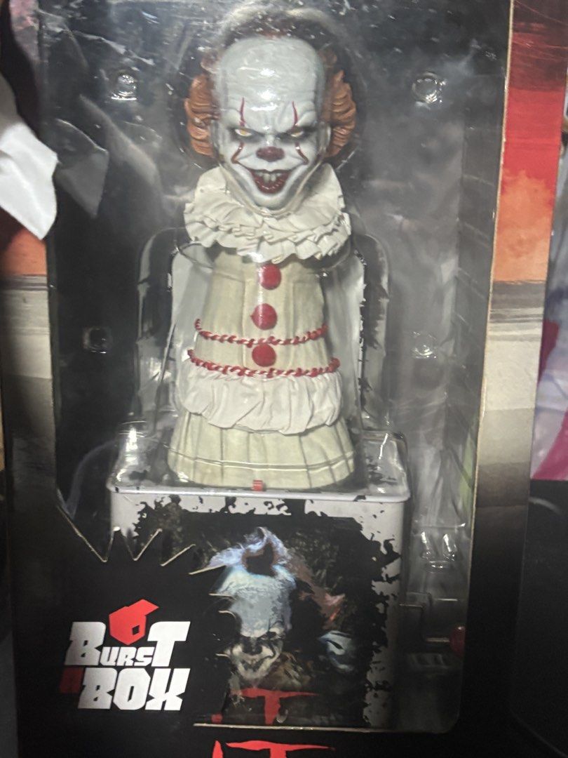 Mezco Burst-A-Box IT Pennywise Figure (Category: Figurines & Statues) located in Marikina City. Submitted by PrelovedByLuna (Listing ID 1438652631, Image 1). Description: - Mezco Burst-A-Box Pennywise figure. - From the movie IT. - Brand new in original packaging. - Features detailed Pennywise design. .