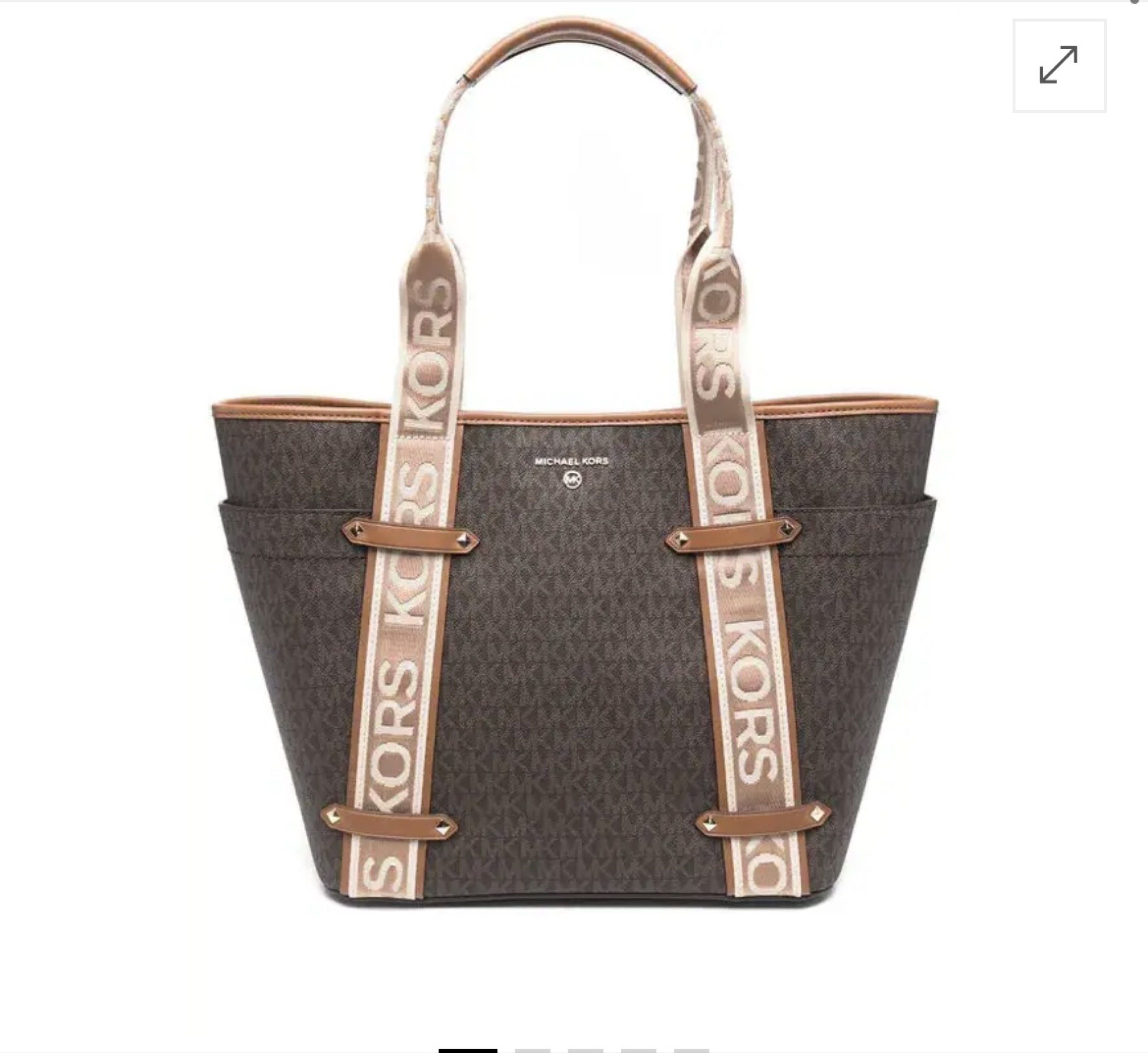 Michael Michael Kors Maeve monogram-print tote bag (Category: Tote Bags) located in Muntinlupa City. Submitted by charizze21 (Listing ID 1438648482, Image 1). Description: AUTHENTIC MK PRELOVED FROM US A chocolate brown monogram pattern logo plaque two rounded top handles concealed magnetic fastening internal zip-fastening pocket Product measurements Depth: 16 cm (6.29 in) Handle: 24 cm (9.44 in) Width: 43 cm (16.92 in) Height: 30 cm (11.81 in).