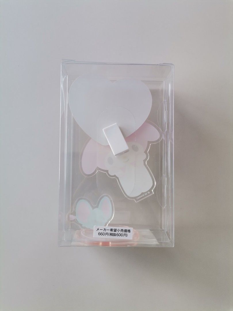 My Melody Acrylic Clip Stand (Category: Character Goods) located in Pasig City. Submitted by cae.025 (Listing ID 1438522502, Image 2). Description: Sanrio My Melody acrylic clip stand - Authentic from Japan 🇯🇵 - Features My Melody acrylic stand that comes with a clip for holding messages, cards, or picture. - Brand new, in original packaging. PM for inquiries. MOP: thru BDO or gcash only. MOD: lalamove or grab c/o buyer. Thank you. .