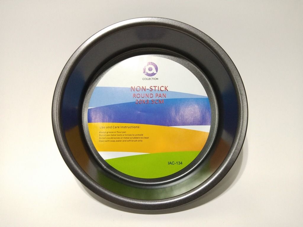 Non Stick Round Cake Pie Baking Pan (Category: Bakeware) located in Quezon City. Submitted by inter_active_megawares (Listing ID 1438569756, Image 3). Description: Non Stick Round Cake Pie Baking Pan IAC-134 - Small Price: P105.00 Weight: 140g Top Diameter: 20cm/8" Inner Diameter: 18cm/7" Bottom Diameter: 16cm/6.4" Height: 3.5cm/1.4" IAC-135 - Medium Price: P115.00 Weight: 170g Top Diameter: 23cm/9" Inner Diameter: 21cm/8.3" Bottom Diameter: 19cm
