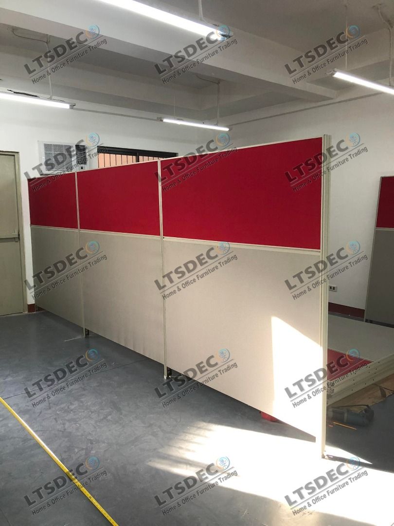 Office Partition with Red and White Panels Office Partition Office ...