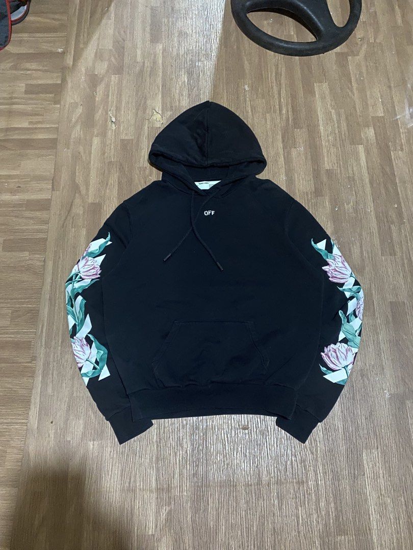 Off-White Floral Arrows Hoodie (Category: Hoodies) located in Abucay. Submitted by whitebmt (Listing ID 1438578470, Image 2). Description: OFF WHITE📍 Xs on Tag 21.5 Width 26 Length M-L Excellent Condition No Issue 9.5/10 Color Rate ₱349 .