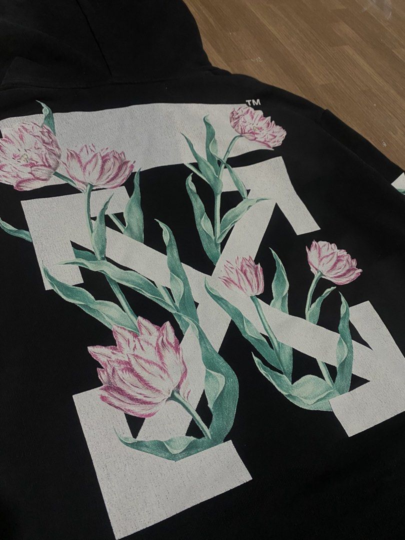 Off-White Floral Arrows Hoodie (Category: Hoodies) located in Abucay. Submitted by whitebmt (Listing ID 1438578470, Image 3). Description: OFF WHITE📍 Xs on Tag 21.5 Width 26 Length M-L Excellent Condition No Issue 9.5/10 Color Rate ₱349 .