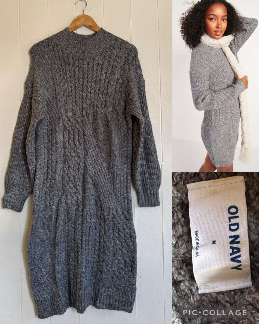 Old Navy Cable Knit Sweater Dress (Category: Dresses) located in Calamba. Submitted by iam.hides (Listing ID 1438552954, Image 1). Description: - Old Navy sweater dress - Cable knit design - Mock neck - Midi length - Long sleeves - Gray color - Relaxed fit - Size Medium - Perfect for a cozy and stylish look 🟢bz.