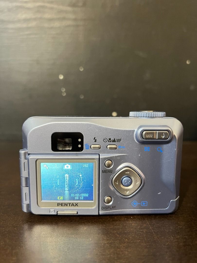 Pentax Optio 330GS 藍色CCD 數位相機復古收藏機320萬畫素旋轉螢幕附